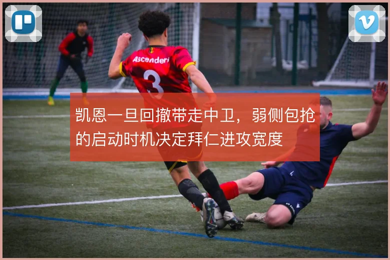 凯恩一旦回撤带走中卫，弱侧包抢的启动时机决定拜仁进攻宽度